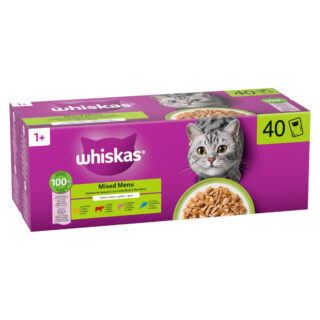 Whiskas 1+ Adult Frischebeutel 40 x 85 g - Mixed Menu in Gelee (4 Sorten)