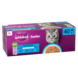 Whiskas 7+ Senior Frischebeutel 40 x 85 g - Fisch in Gelee (4 Sorten)