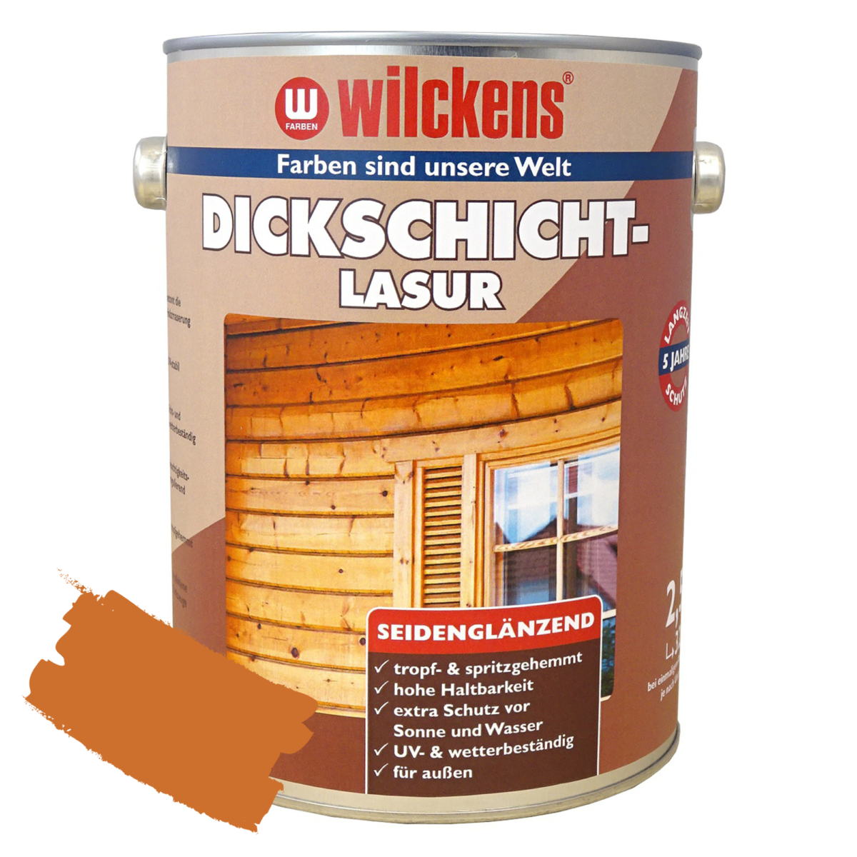 Wilckens Dickschichtlasur teakholzfarbend seidenglänzend 2,5 l