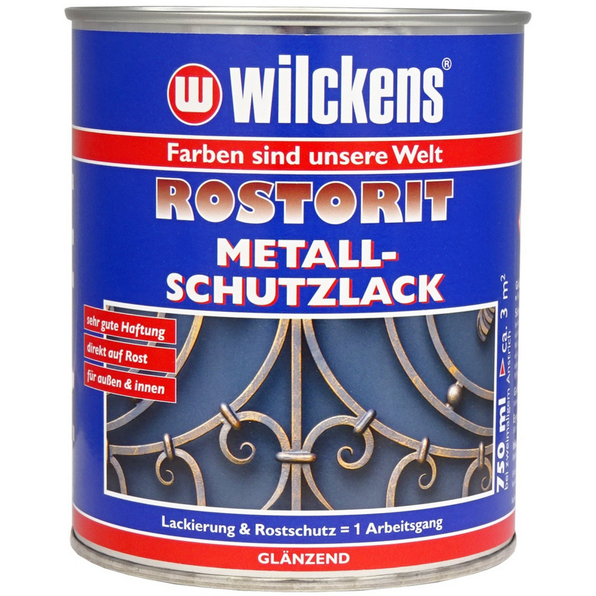 Wilckens Metallschutzlack 'Rostorit' silbergrau glänzend 750 ml