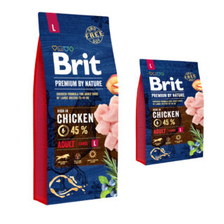 15 kg + 3 kg gratis! 18 kg Brit Premium by Nature - Adult Large Breed mit Huhn