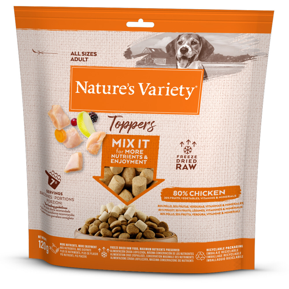 2 + 1 gratis! 3 x Nature's Variety gefriergetrocknete Snacks - 3 x 120 g Alleinfutter Mini mit Huhn