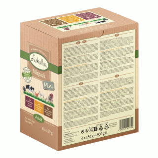 6 x 150 g Lukullus Naturkost Mini Mix Adult Frischebeutel - Mixpaket (3 Sorten)