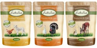 6 x 300 g Lukullus Naturkost Mix Adult Frischebeutel Mixpaket Mediterran (3 Sorten)