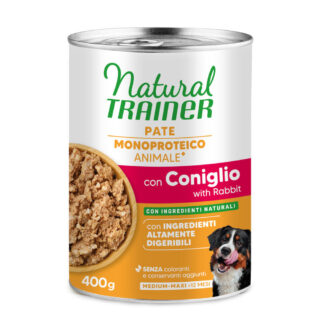 9 + 3 gratis! 12 x 415 g / 400 g Natural Trainer - Pate Monoproteico Medium & Maxi Adult Kaninchen & Vollkorngetreide 12 x 400 g