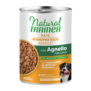 9 + 3 gratis! 12 x 415 g / 400 g Natural Trainer - Pate Monoproteico Medium & Maxi Adult Lamm & Vollkorngetreide 12 x 400 g