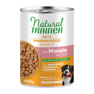 9 + 3 gratis! 12 x 415 g / 400 g Natural Trainer - Pate Monoproteico Medium & Maxi Adult Schwein & Vollkorngetreide 12 x 400 g