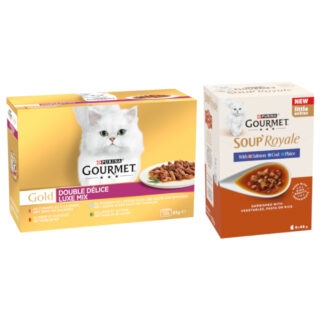 96 x 85 g Jumbopack Gourmet Gold + 48 x 45 g Soup Royale Fischauswahl gratis! - Duo Delice: Luxus-Mix