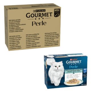 96 x 85 g Jumbopack Gourmet Perle + 12 x 85 g Gemischte Auswahl gratis! - Fisch-Mix in Sauce