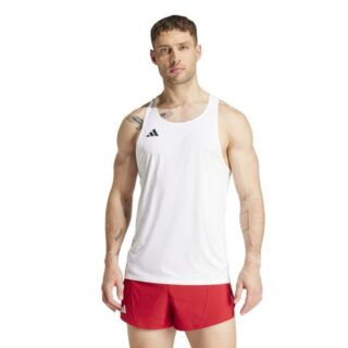 adidas Adizero E Singlet Herren Gr. L - Weiß, leicht & atmungsaktiv