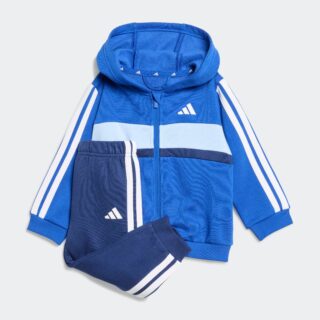 adidas Sportswear Trainingsanzug "ESSENTIALS TIBERIO 3-STREIFEN FLEECE KINDER" 2 Stk. für Babys und Kleinkinder, zweiteiliges Set, aus Baumwolle