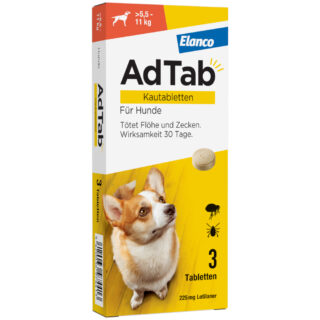 AdTab Kautabletten für mittelgroße Hunde, von 5,5 bis 11 kg - 3 Tabletten