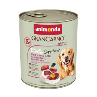 Animonda GranCarno Adult Single Protein Superfoods 6 x 800 g - Huhn + Spinat, Himbeeren, Kürbiskerne