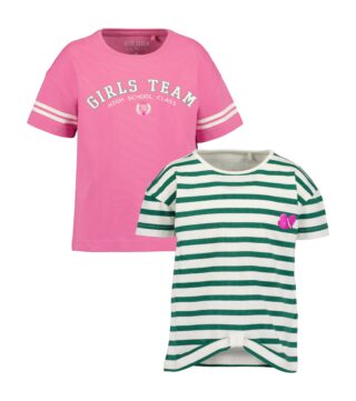 Blue Seven Kurzarmshirt Packung, 2 Stk. uni und geringelt, mit tollen Folienprints