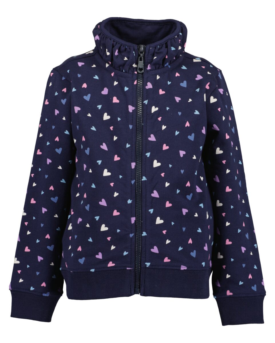 Blue Seven Sweatjacke Baumwollmischung, Alloverdruck, Stehkragen