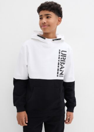 bonprix Hoodie "Hoodie aus reiner Baumwolle", mit Kängurutasche, Regular Fit, hüftbedeckend, in Colorblocking-Optik