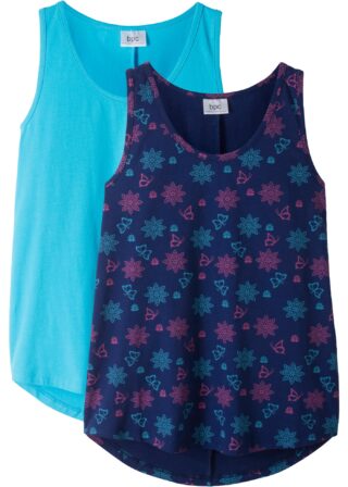bonprix Shirttop Packung, 2er, ärmelloses Design, lockere Passform, aus Baumwoll-Elasthan-Mix