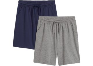 bonprix Shorts mit Kordelzug, pflegeleichter Jersey, Regular Fit, im 2er Pack