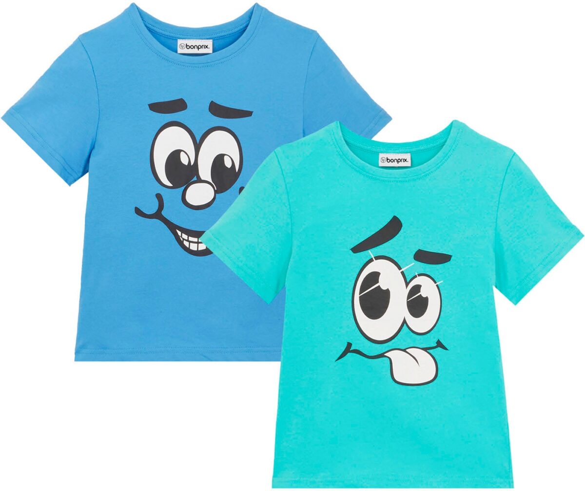 bonprix T-Shirt Packung, 2 Stk. bequeme Passform, Kurzarm-Design, aus Baumwolle