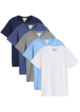 bonprix T-Shirt Packung, 5er, 5er-Packung, aus Baumwolle und Viskose, mit Rundhalsausschnitt