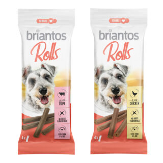 Briantos Rolls für Hunde - Mixpaket (4 x Huhn + 4 x Pansen)