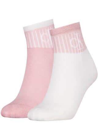 Calvin Klein Jeans Socken "CKJ WOMEN QUARTER 2P GLOSSY RIB" 2 Stk. tlg. mit dezentem Logo-Design