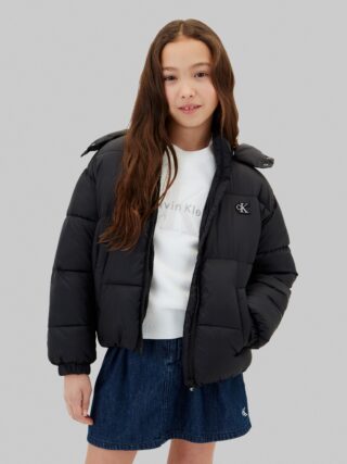 Calvin Klein Steppjacke mit Kapuze abnehmbare Kapuze, Regular Fit, Logostickerei