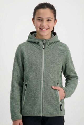 CMP Strickfleecejacke "KID G JACKET FIXED HOOD" mit Kapuze mit Kapuze, wärmeisolierend, windabweisend, wasserabweisend