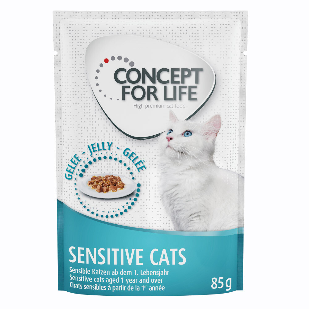 Concept for Life Sensitive Cats mit Huhn - in Gelee - Sparpaket: 48 x 85 g