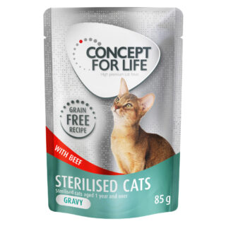 Concept for Life Sterilised Cats mit Rind getreidefrei - in Soße - Sparpaket: 48 x 85 g