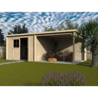 décor et jardin Gerätehaus 'Eden' Fichte natur Pultdach, Doppeltür mit Kunststoffverglasung 629 x 298 x 213 cm
