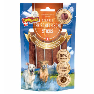 DeliBest Straußen Frischfleischsticks - Sparpaket: 20 x 10 cm