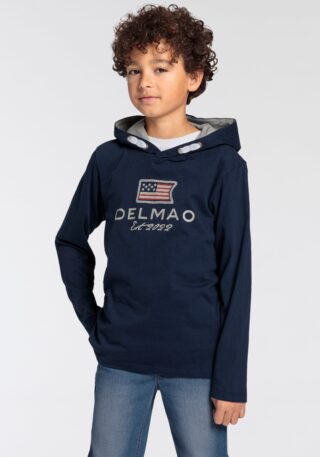 DELMAO Kapuzenshirt "für Jungen" Langarm, Basic-Passform, bedruckt, aus Baumwolle