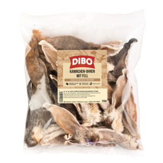 DIBO Kaninchen-Ohren mit Fell - Sparpaket: 2 x 250 g