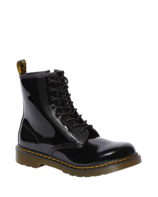 DR. MARTENS Schnürboots "1460 Y Black Patent Lamper" Kinder Stiefel, Boots mit logobedruckter Anziehlasche
