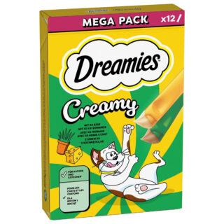 Dreamies Creamy Snacks - Sparpaket Katzenminze & Käse (84 x 10 g)