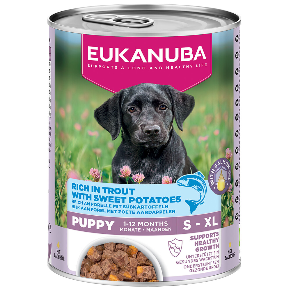Eukanuba Puppy Reich an Forelle mit Süßkartoffeln - Sparpaket: 24 x 400 g