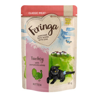 Feringa Classic Meat Menü Kitten Pouches 12 x 85 g - Mixpaket 1: Pute, Huhn & Kalb, Kaninchen & Huhn, Lachs & Huhn