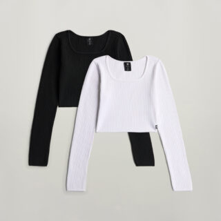 G-STAR Langarmshirt "KIDS, SOUTH TEE LS 2-PACK G" Packung, in gerippter Struktur, Slim Fit