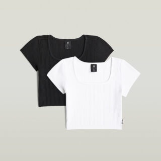 G-STAR T-Shirt "KIDS, SOUTH TEE SS 2-PACK G" Packung, 2 in gerippter Struktur, bauchfrei