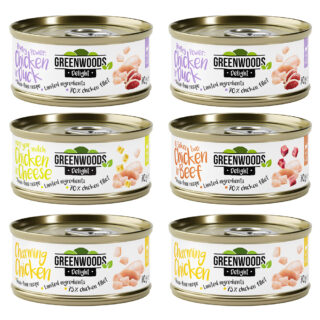 Gemischtes Probierpaket Huhn Greenwoods Delight 6 x 70 g - Mixpaket (4 Sorten)