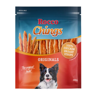 Gemischtes Probierpaket Rocco Chings Originals - Hühnerbrust Streifen & getrocknet, Entenbrust Streifen & getrocknet 1 kg