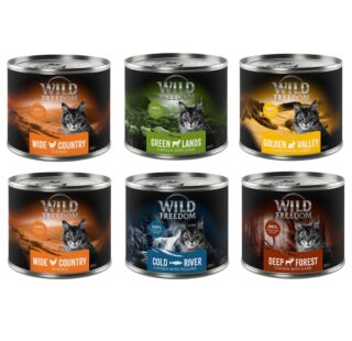 Gemischtes Probierpaket: Wild Freedom Adult - 6 x 400 g: 2x Huhn, Lachs, Lamm, Kaninchen, Wild