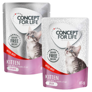 Gemischtes Sparpaket Concept for Life getreidefrei Gelee & Soße 24 x 85 g - Sterilised Cats Rind - in Soße und Gelee