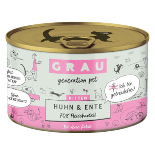 GRAU Kitten Getreidefrei 6 x 200 g - Rind, Pute & Karotten