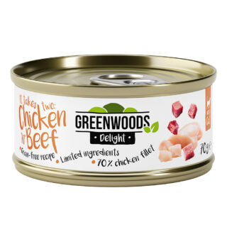 Greenwoods Delight Hühnerfilet mit Rind - Sparpaket: 24 x 70 g