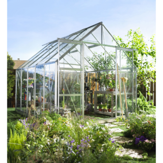 Halls Gewächshaus 'Magnum 108' 257 x 322 cm mit 3 mm Sicherheitsglas aluminiumfarben