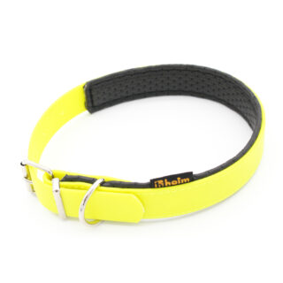 Heim Biothane®-Halsband weich gefüttert, neon-gelb - Größe 60: 44 - 54 cm Halsumfang, 25 mm breit