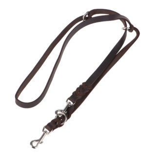 Heim Doppelleine aus Leder mit eingeflochtenem Karabiner - 220 cm lang, 18 mm breit