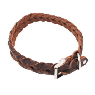 Heim Lederhalsband geflochten, braun - 28 - 35 cm Halsumfang, 25 mm breit
